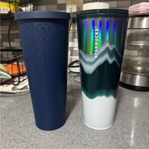Starbucks Navy and Mountain Design Tumblers